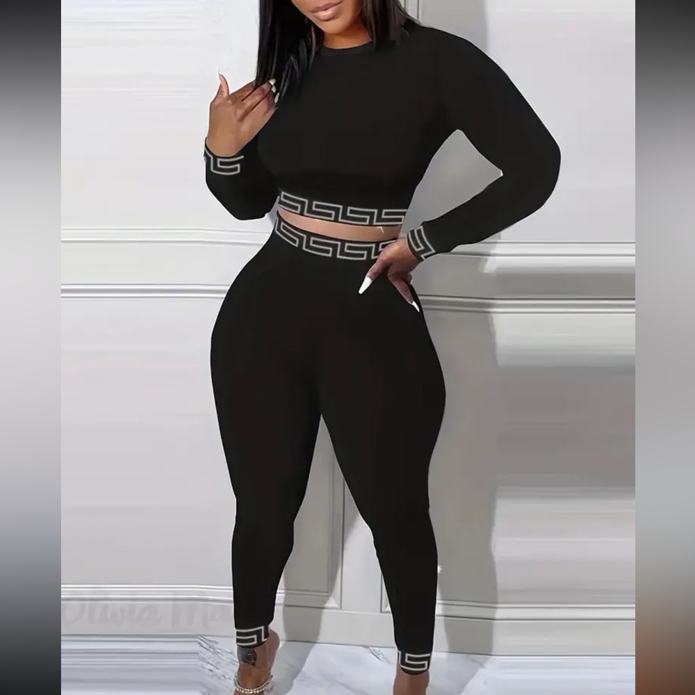 Faux Versace two piece pant set